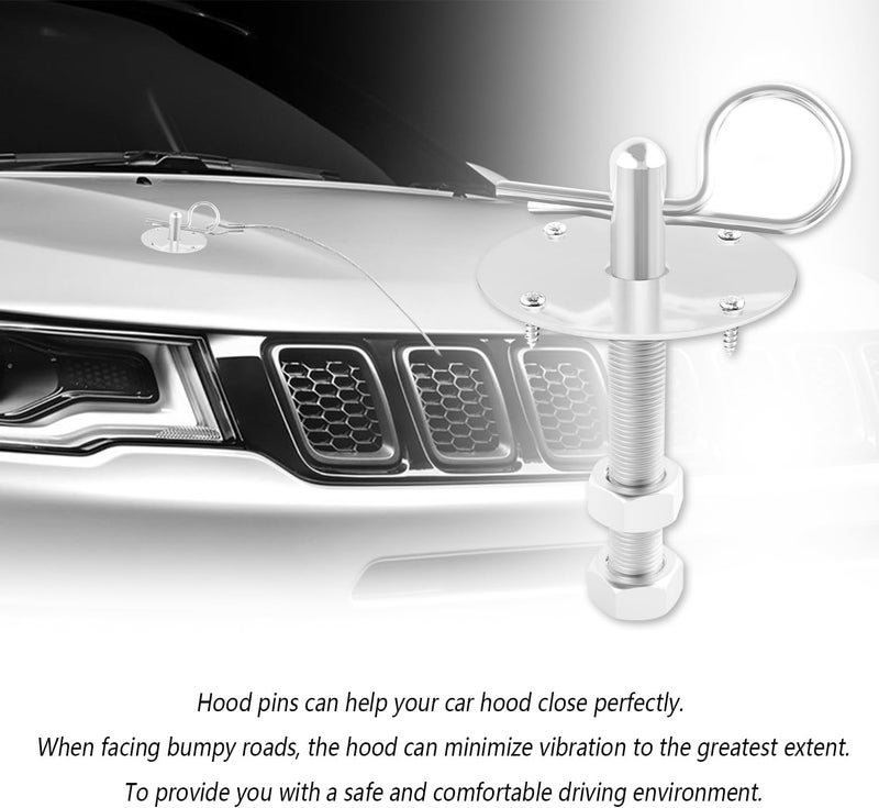 Stacool Hood Pins Kit for Car - Stainless Steel Car Hood Cover Quick Latch Hood Pins for Reducing Shaking - Universal Automotive Exterior Accessories Fit for Most Cars SUVs Trucks (Silver) - Image 5